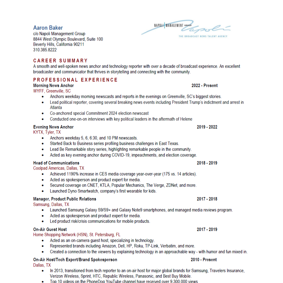 Aaron Baker Resume