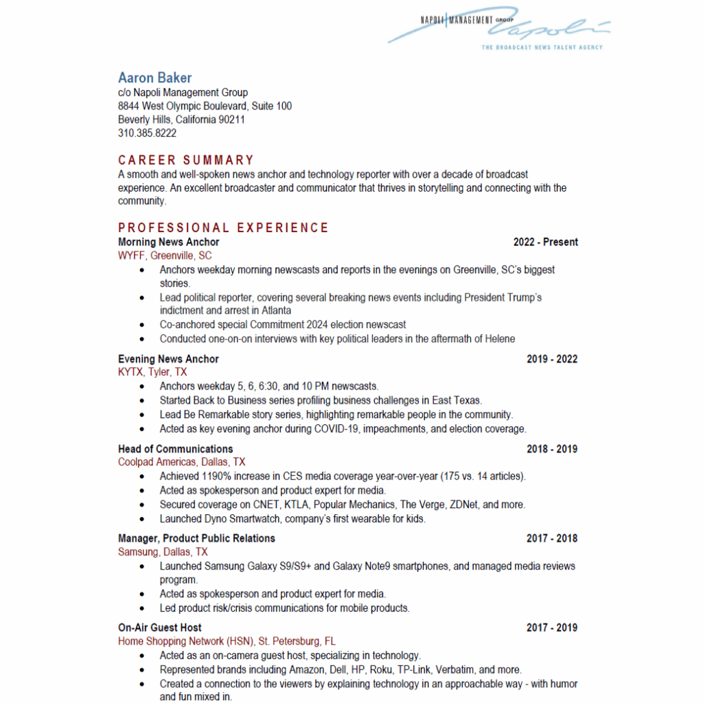 Aaron Baker Resume