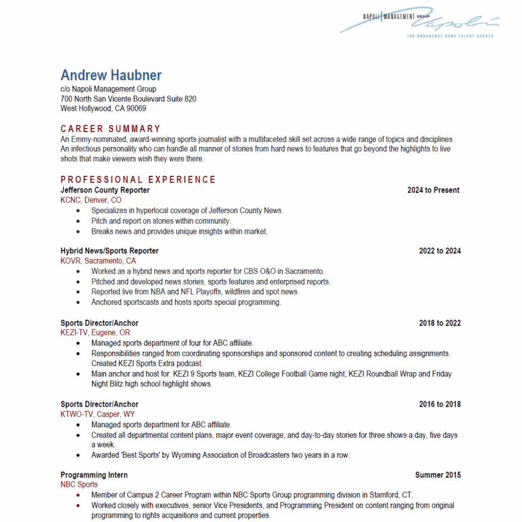 Andrew Haubner Resume
