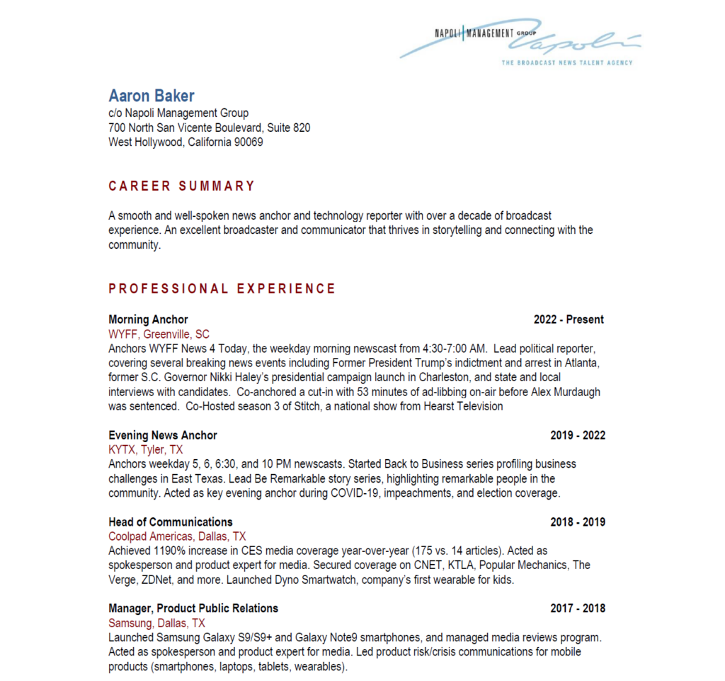 Aaron Baker Resume