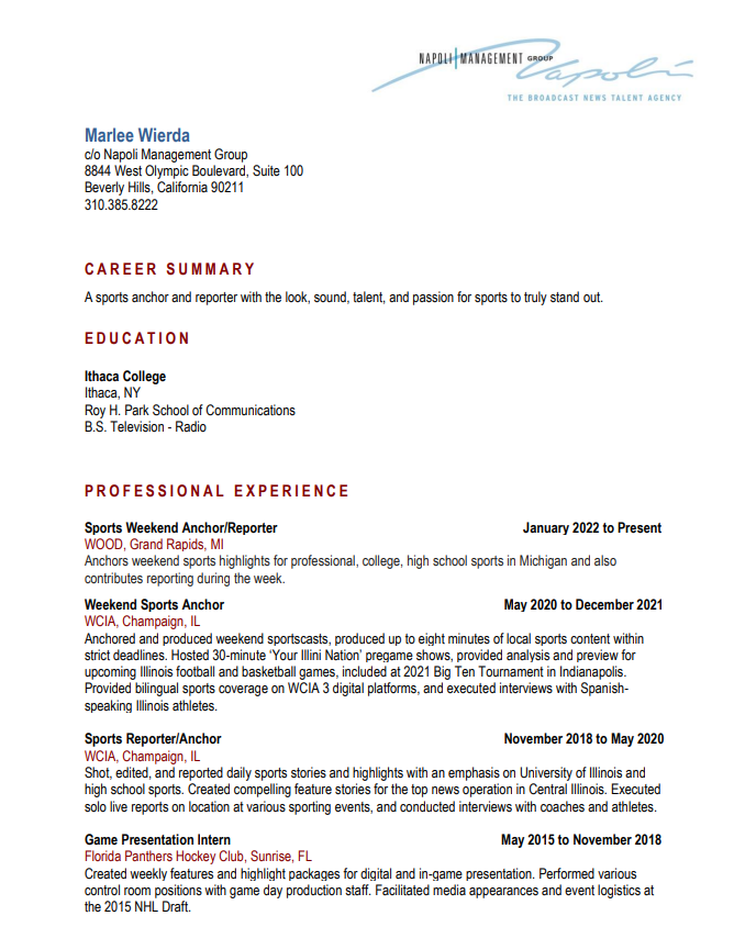 Marlee Wierda Resume
