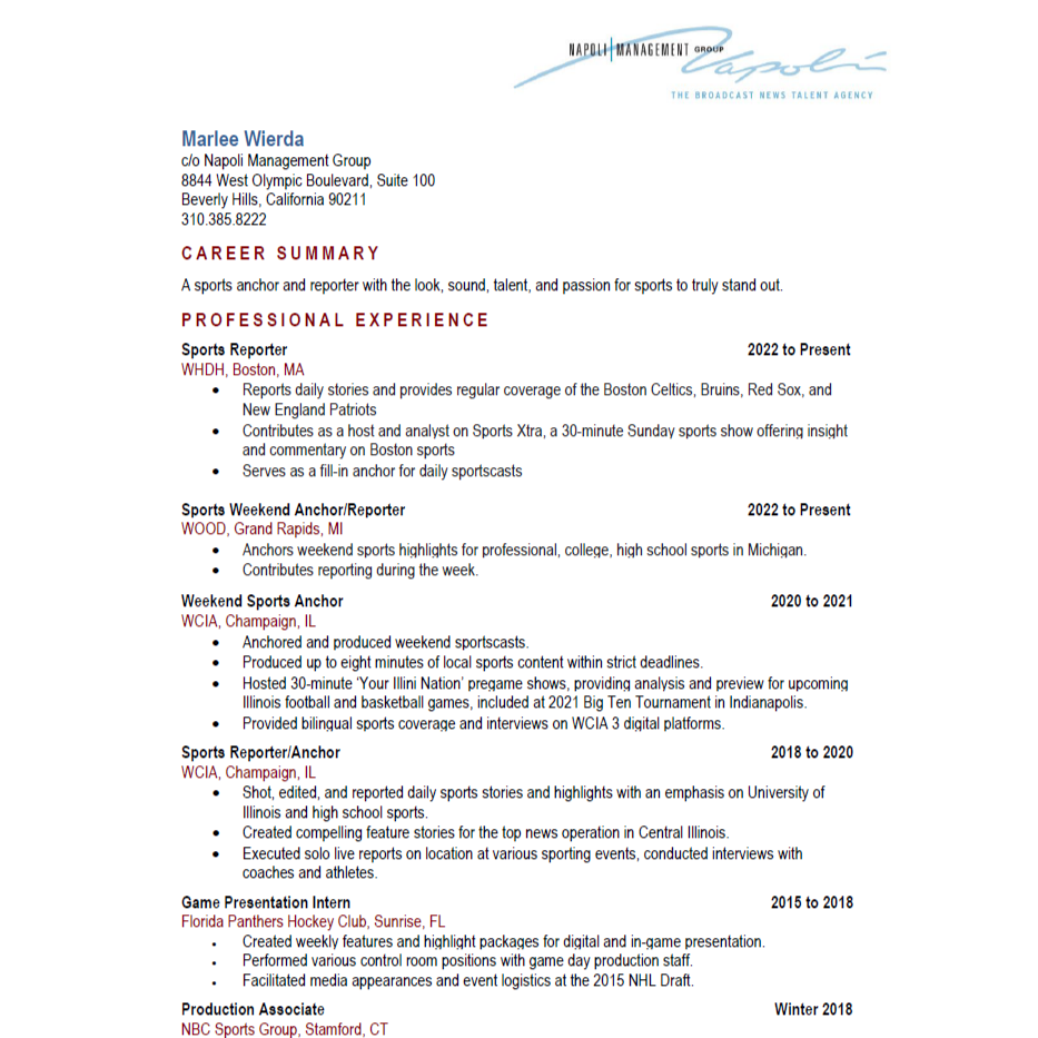 Marlee Wierda Resume