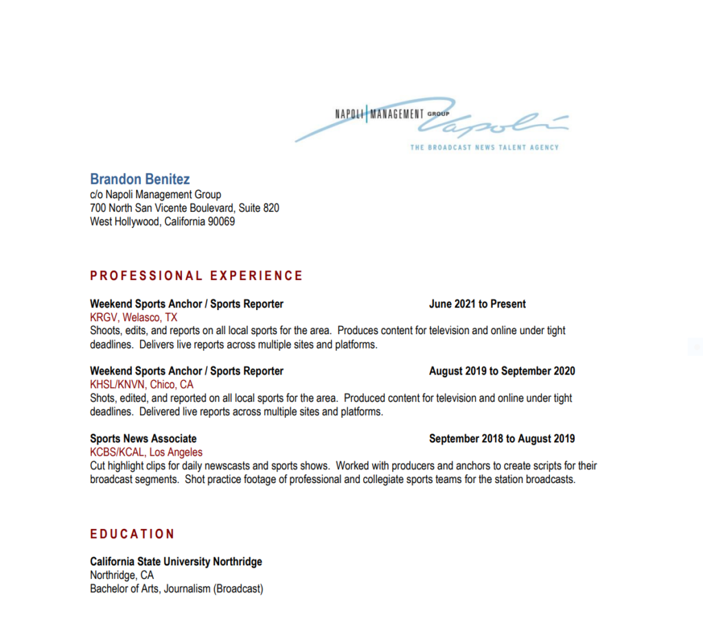 Brandon Benitez - Resume