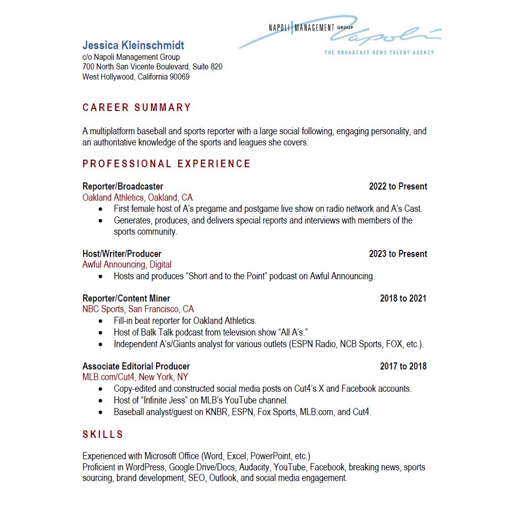 Jessica Kleinschmidt - Resume