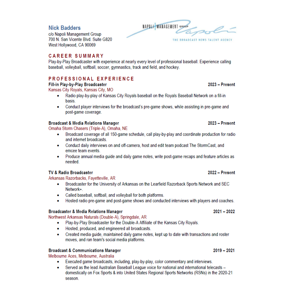 Nick Badders - Resume