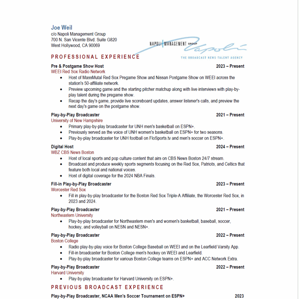 Joe Weil - Resume