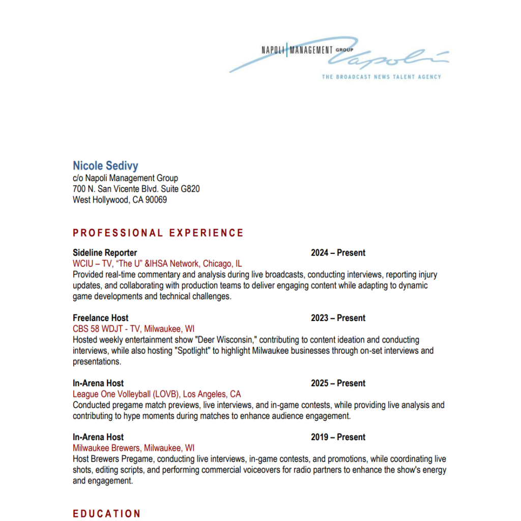 Nicole Sedivy - Resume