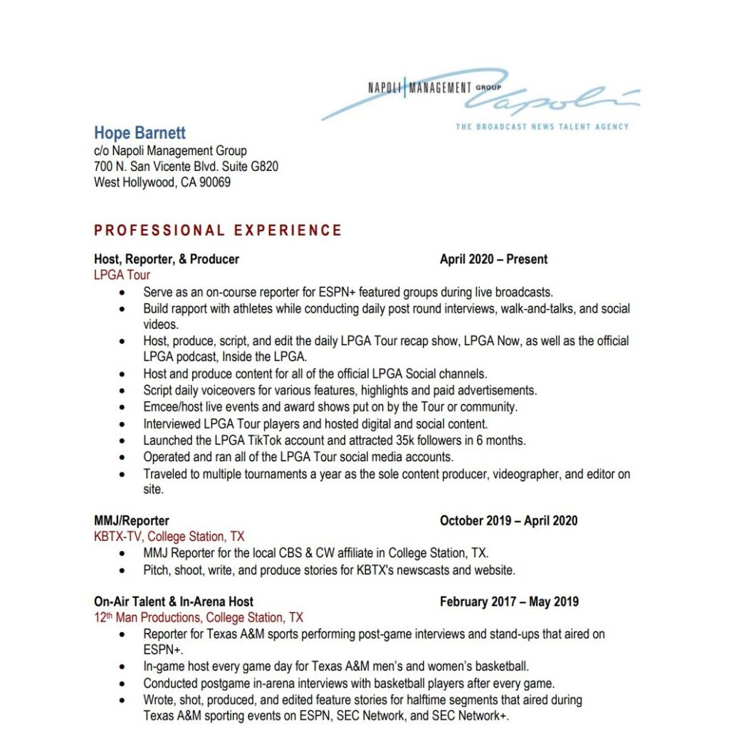 Hope Barnett - Resume