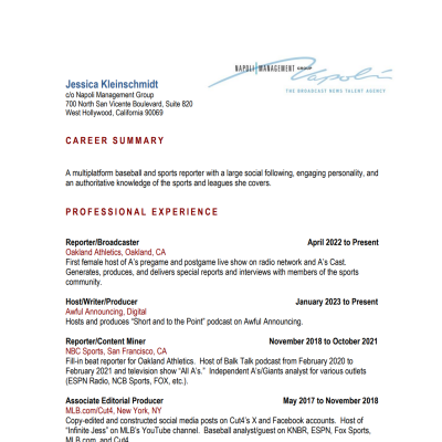 Jessica Kleinschmidt - Resume